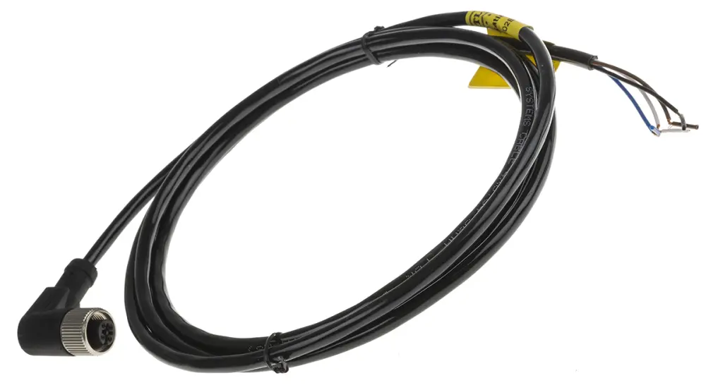 Cable de conexión , con. M12 Hembra, 4 polos, con. B Sin terminación, long. 2m, 250 V, 4 , IP67