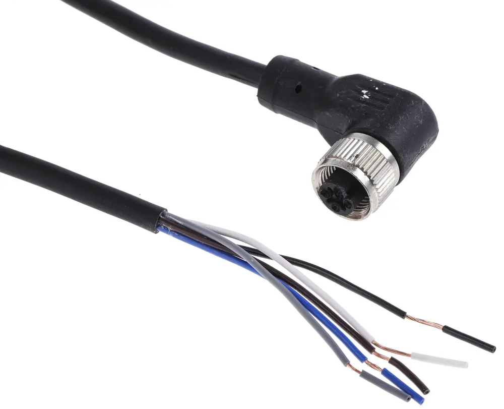 Cable de conexión , con. M12 Hembra, 5 polos, con. B Sin terminación, long. 2m, 60 V, 4 , IP67