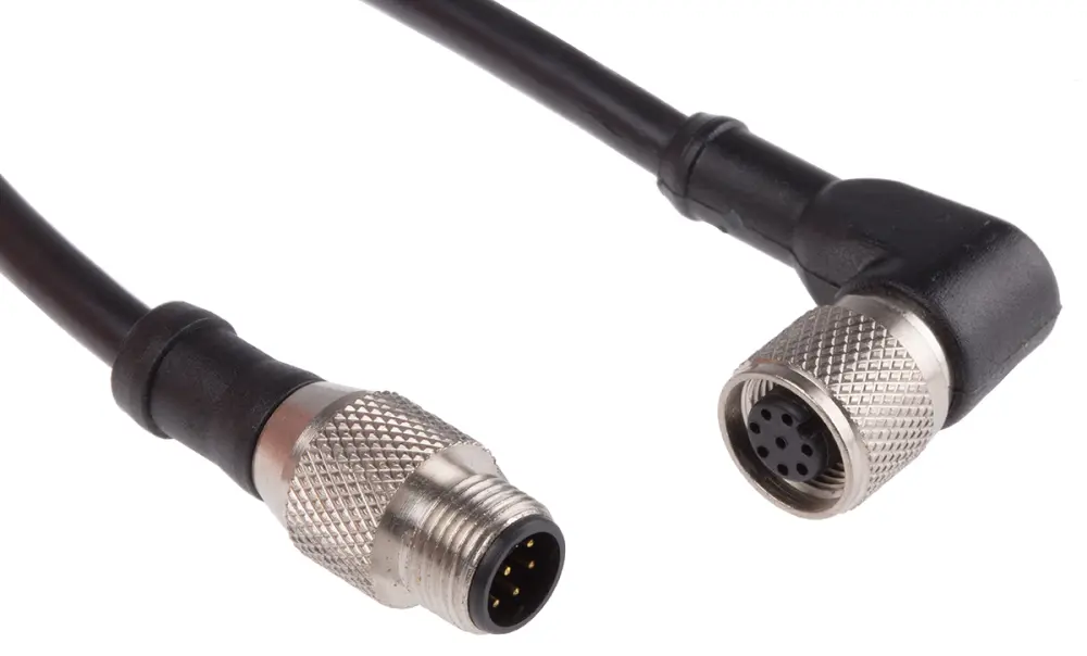 Cable de conexión , con. M12 Hembra, 8 polos, con. B M12 Macho, 8 polos, long. 2m, 30 V, 2 , IP67
