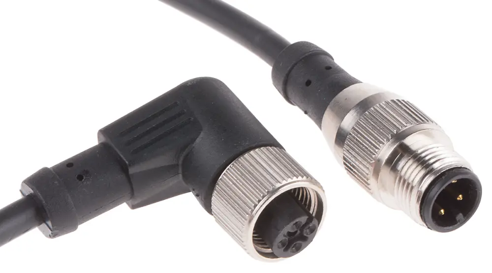 Cable de conexión , con. M12 Hembra, 4 polos, con. B M12 Macho, 4 polos, long. 2m, 250 V, 4 , IP67