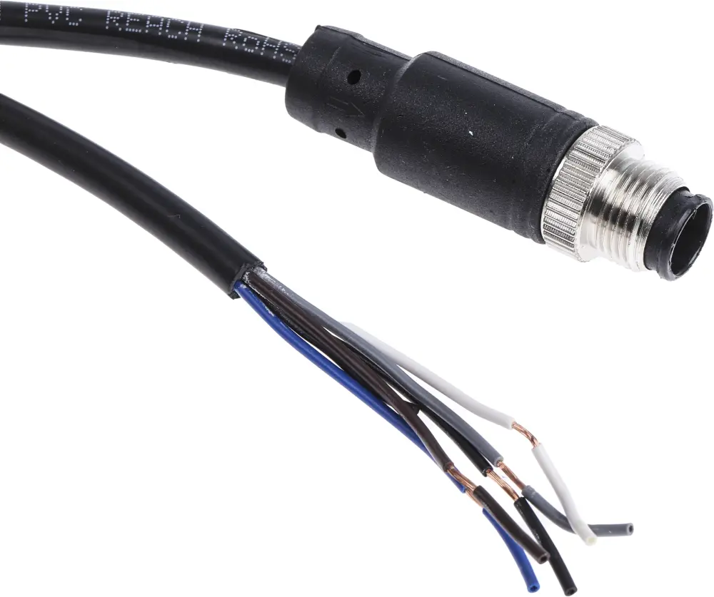 Cable de conexión , con. M12 Macho, 5 polos, con. B Sin terminación, long. 5m, 60 V, 4 , IP67