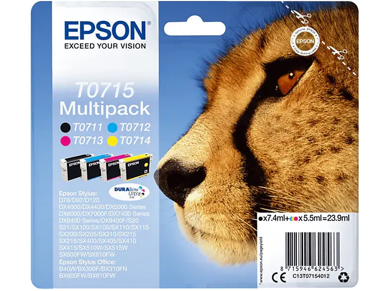 EPSON T0715 Noir - Cyan - Magenta - Jaune (C13T07154022)