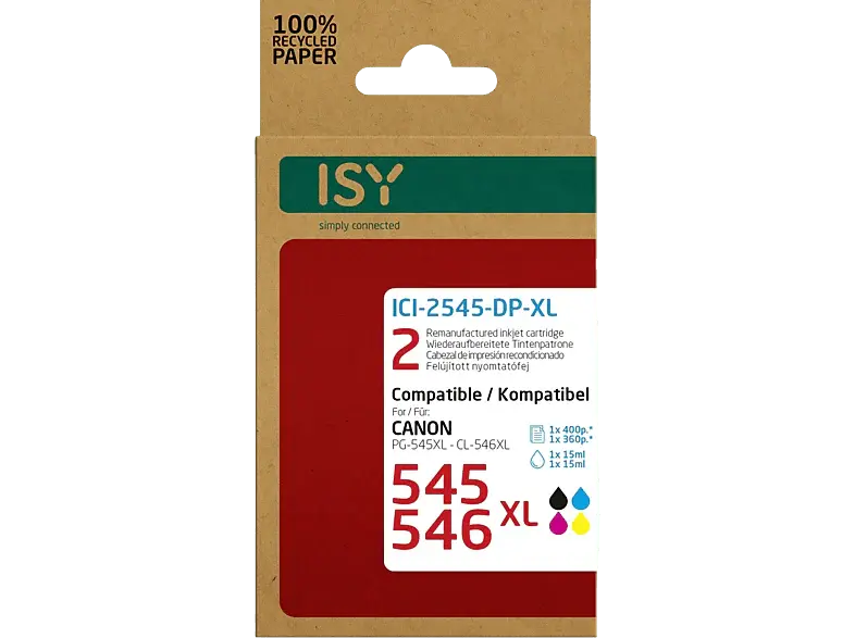 ISY Duopack 545XL Noir + 546XL Cyan / Magenta / Jaune