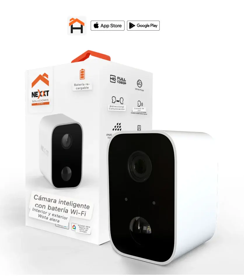Cámara de Seguridad WiFi con Baterí – Inalámbrica – Interior/Exterior – Recargable– Visión Nocturna