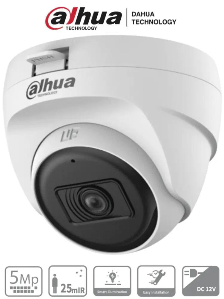 DAHUA HAC-T1A51N-U-28-S2 - Cámara Domo de 5 Megapixeles/ Lente de 2.8mm/ 106 Grados de Apertura/ IR de 25 Mts/ Uso Interi...