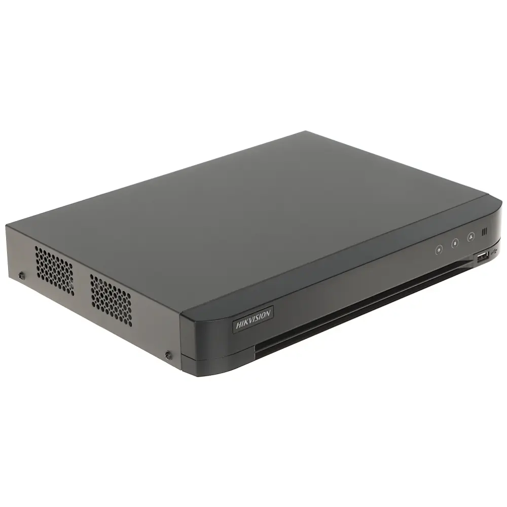 DVR HIKVISION 16 Canales 5MP Lite+8 IP 6MP 1 Sata 12TB AcuSense Deteccion Facial 1 RS-485 1 Salida Video Auxiliar