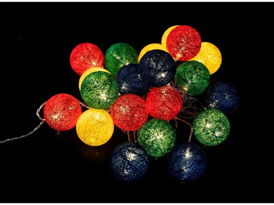 GUIRNALDA BOLAS COLOR TELA LED 8,6 METROS INTERIOR