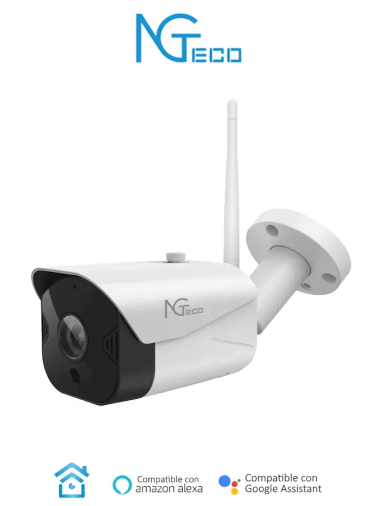 NGTECO NGC401 - Cámara Bullet WiFi / 1080P / Distancia IR 15 metros / Almacenamiento local y en la nube / Control Remoto ...