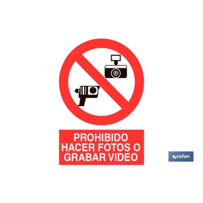 Señal poliestireno 210x148mm prohibido fotos y video