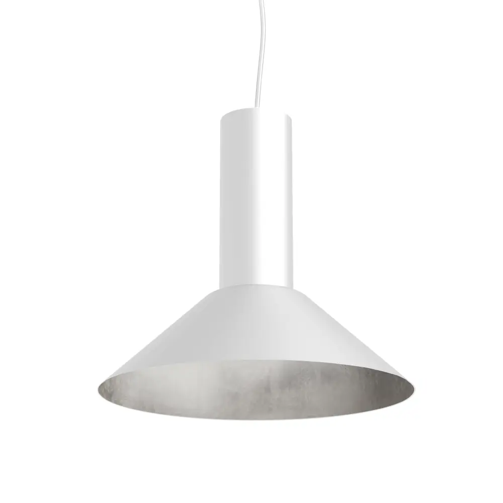 Vera lámpara pendiente, 1xE27, max 42w, blanco mate/hoja de plata, d.25cm