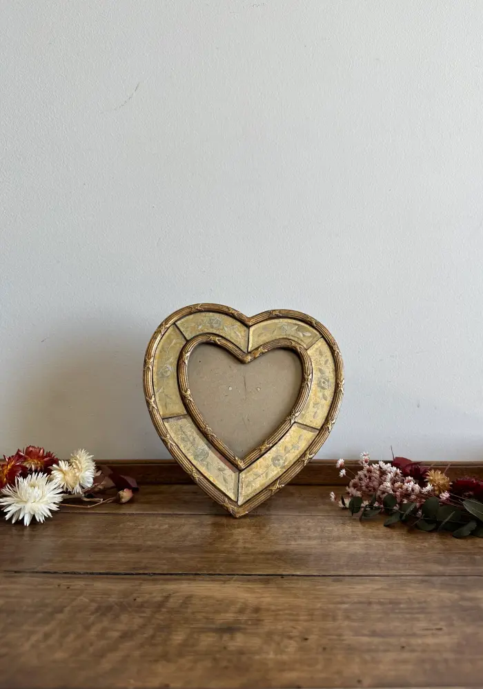 Cadre à poser forme de coeur facettes miroir biseauté con Grabación de Video 4K