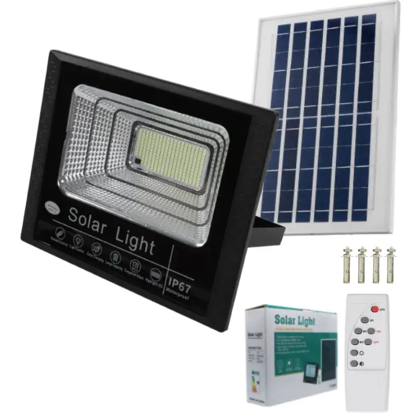 Cámara Deportiva Resistente Foco Solar Led 100W / 200 Leds / Con Control / Fotocélula