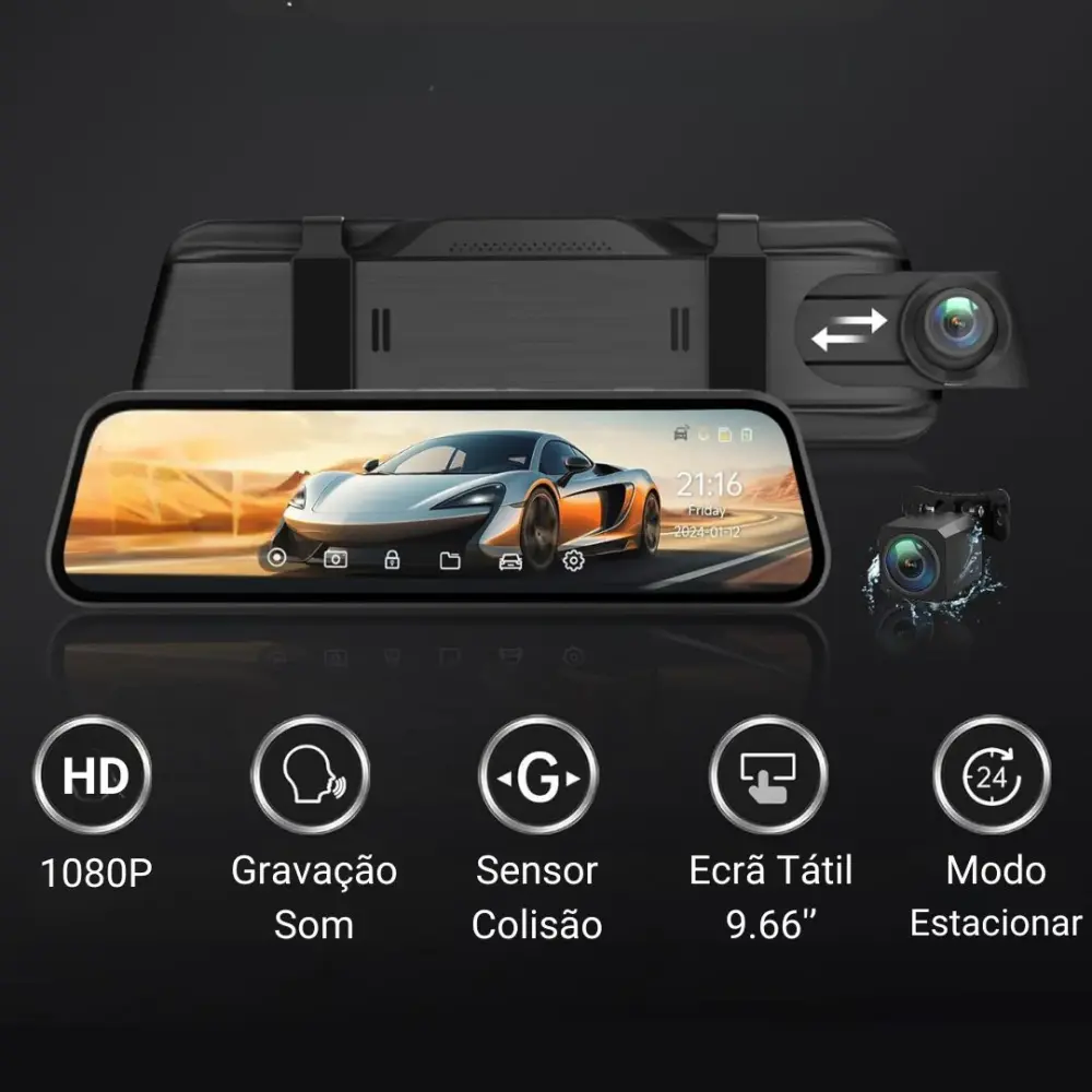 Kit Completo con Lente Cámara Espejo Retrovisor