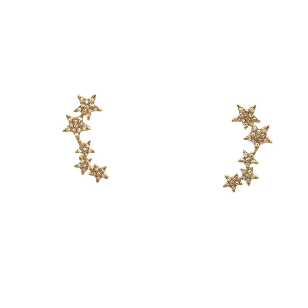 D0.18CT 14KY CURV REDUCIDO STAR EARRINGS