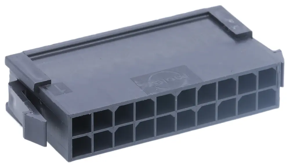 Carcasa de conector Molex 43020-2000, Serie Micro-Fit 3.0, paso: 3mm, 20 contactos, 2 filas, Recto, Macho, Montaje en