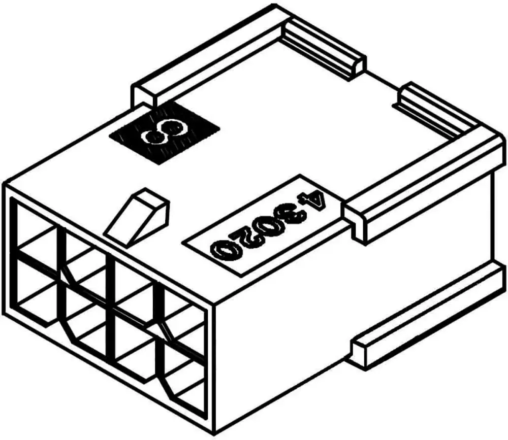 Carcasa de conector Molex 43020-2001, Serie Micro-Fit 3.0, paso: 3mm, 20 contactos, 2 filas, Recto, Macho, Montaje de