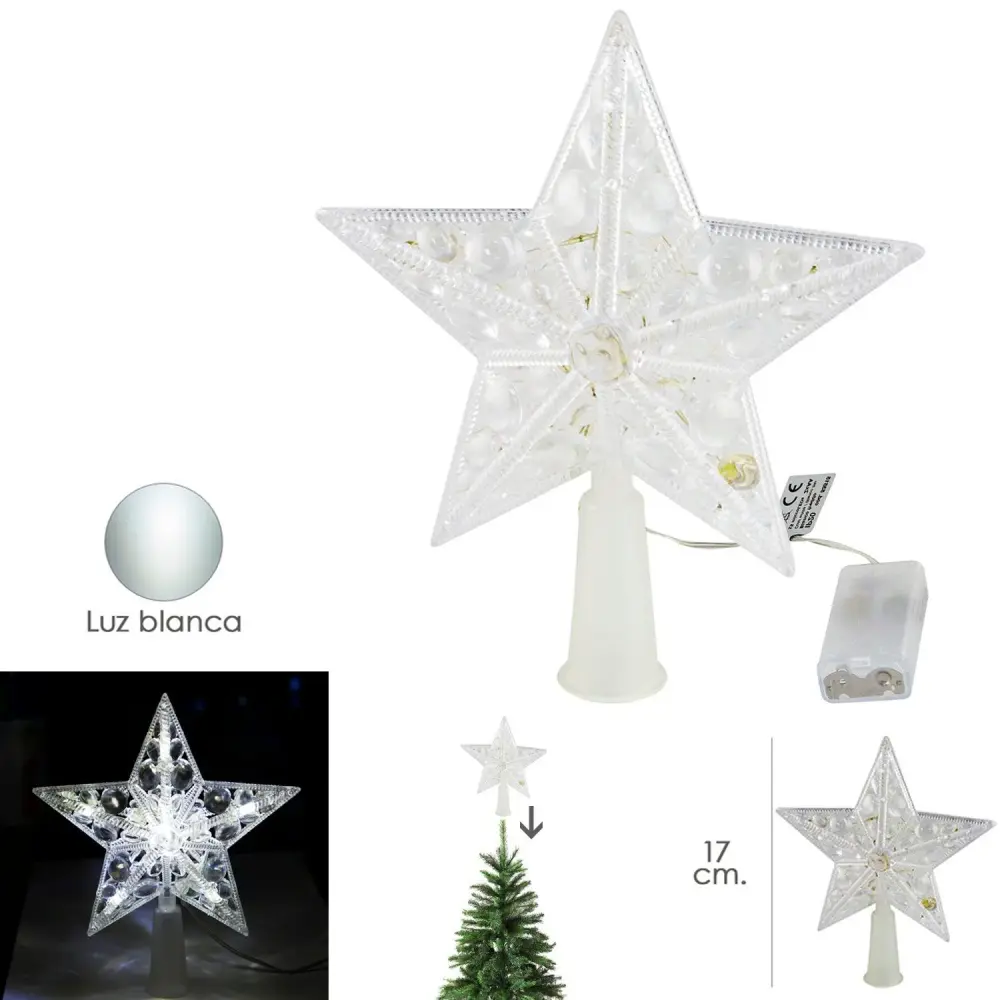 Luces Navidad Estrella Para Arbol Luz Blanca Pilas para el Hogar y Oficina