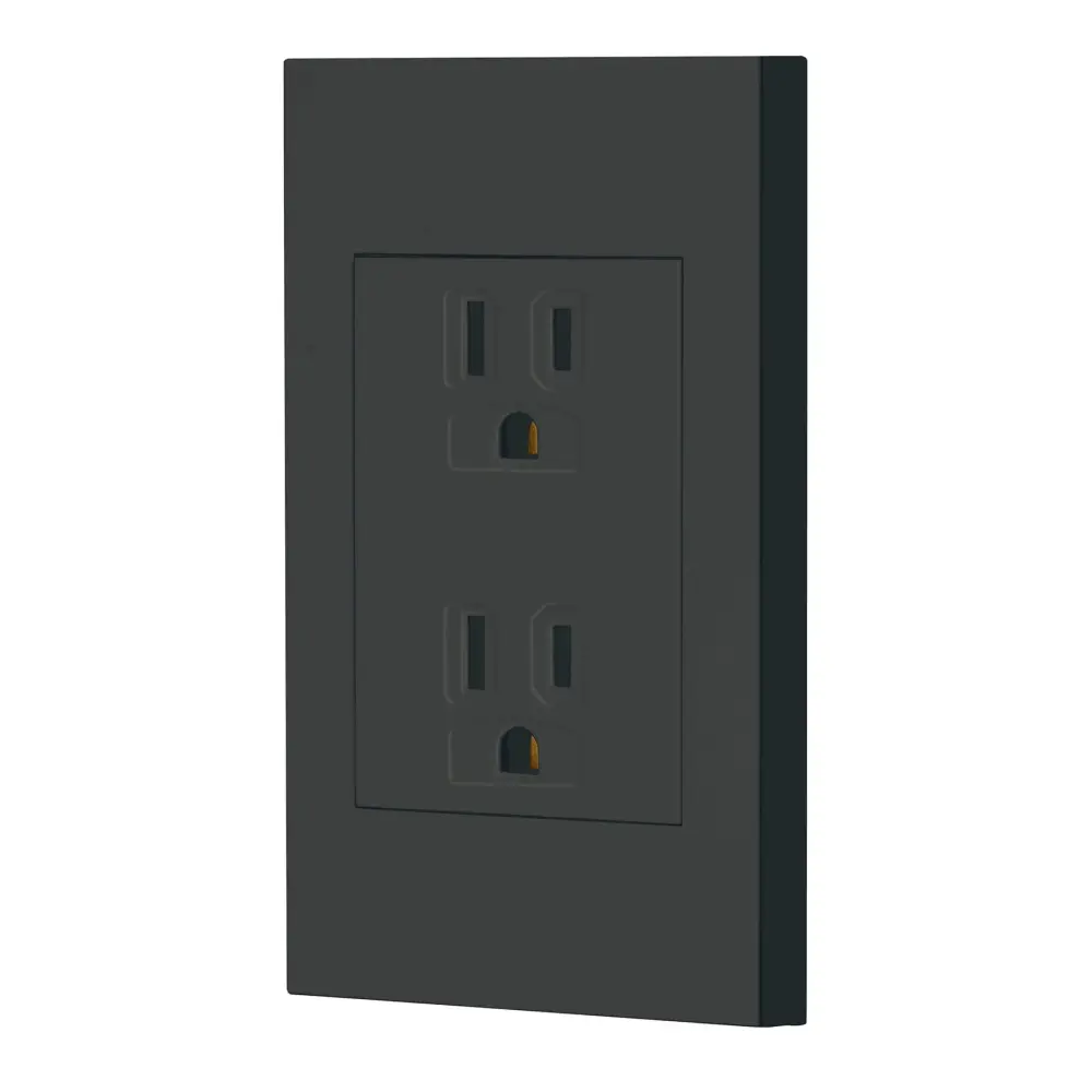 Set de Pilas Recargables Placa armada contacto dúplex, 3 módulos, Española, negro
