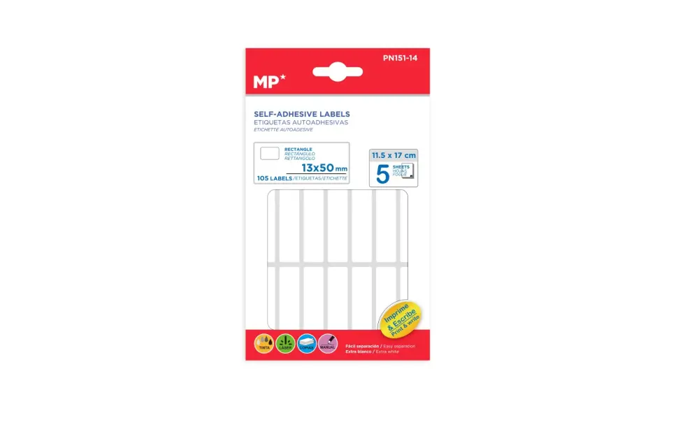 Etiquetas blancas adhesivas Ø13X50mm 105Uds con Garantí Incluida