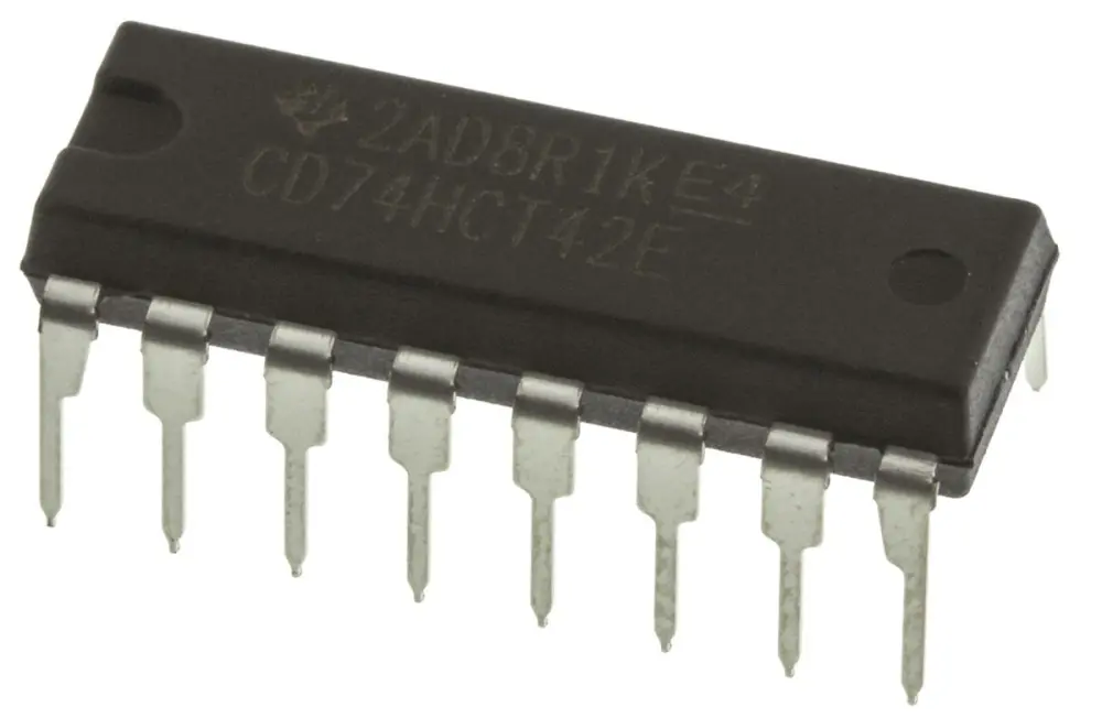 Descodificador, CD74HCT42E, PDIP, 16 pines Texas Instruments