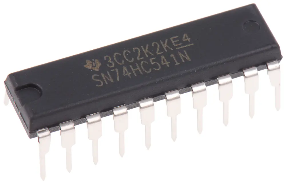 Búfer, controlador de línea, SN74HC541N, HC, 8 bits 3-State, No Inversión PDIP 20 pines Texas Instruments