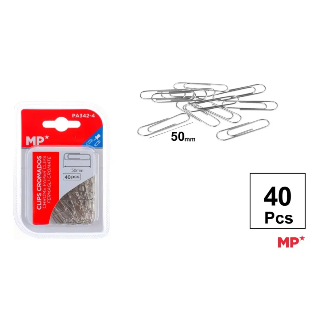 Compatible con iOS/Android Clips cromados 50 mm 40 uds