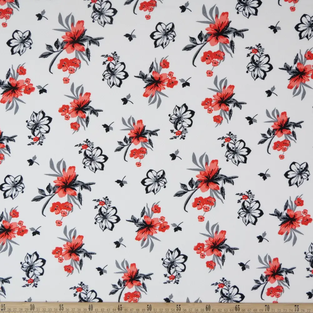 CREPE BOUCLE ESTAMPADO BLANCO RELUCIENTE FLORAL