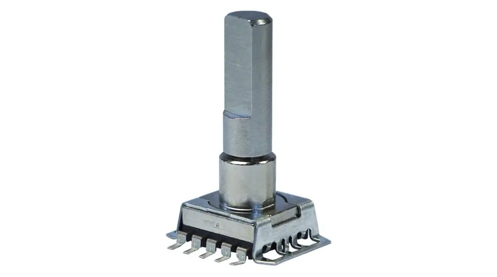 Codificador giratorio mecánico Elma, 16 Pulsos, eje de 6 mm Redondo, Montaje en orificio pasante | E33-SN610-M03T
