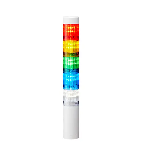 Columna de señalización Patlite LR4, LED, con 5 elementos de color, 90dB @ 1 m, 24 V dc | LR4-502WJNW-RYGBC