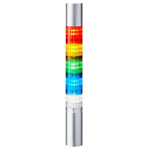 Columna de señalización Patlite LR4, LED, con 5 elementos de color, 90dB @ 1 m, 24 V dc | LR4-502WJBU-RYGBC