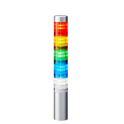 Columna de señalización Patlite LR4, LED, con 5 elementos de color, 90dB @ 1 m, 24 V dc | LR4-502WJNU-RYGBC