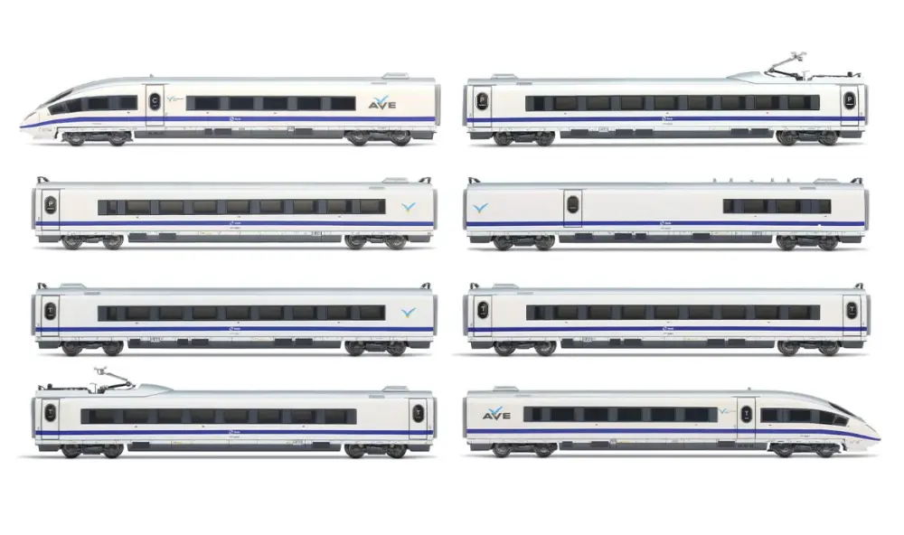Arnold HN2611 tren de alta velocidad S-103, decoración azul/blanco de fábrica, ép. VI RENFE N escala 1:160
