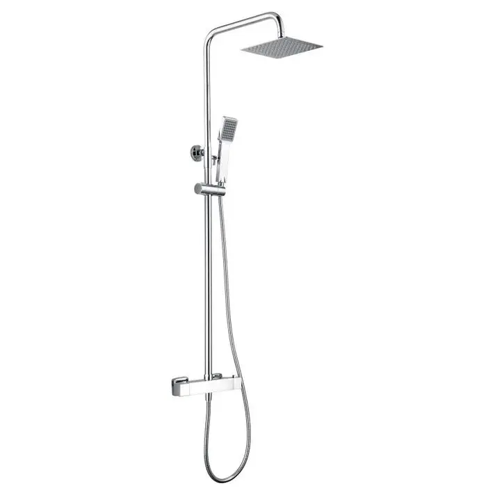 Columna de ducha extensible, termostatico rociador cuadrado color cromo