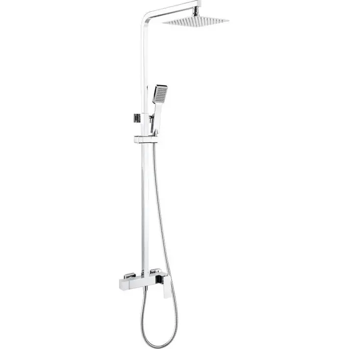 Columna de ducha extensible, termostatico rociador cuadrado color cromo