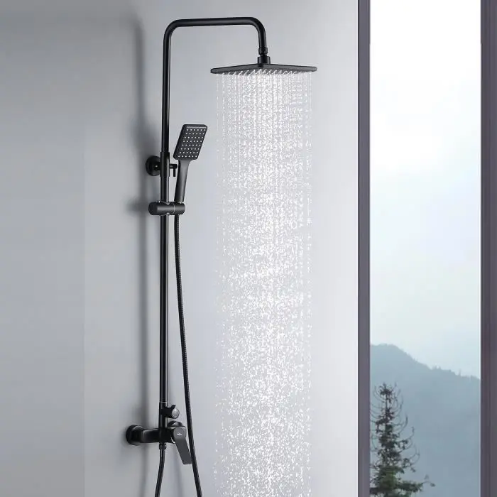 Columna de ducha mecánica auralum - negro - altura regulable 90-120 cm - 2