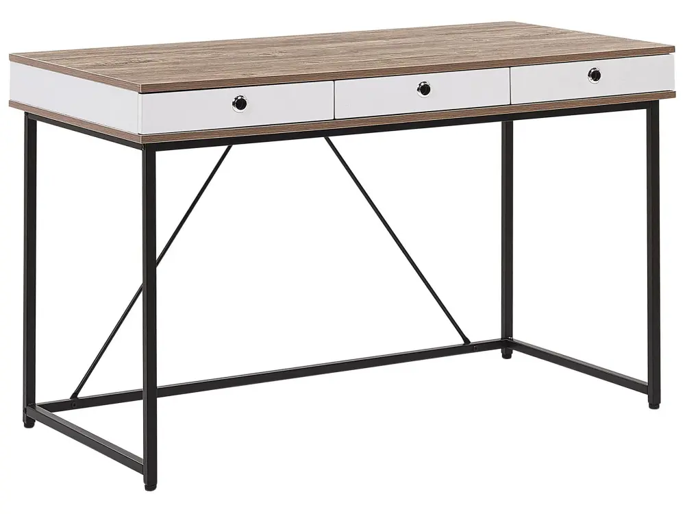 Escritorio madera clara/negro/blanco 120 x 60 cm hinton