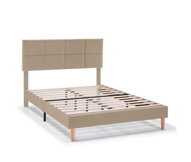 Estructura de cama tapizada Silvi de 30 cm, 140x190 cm, Arena