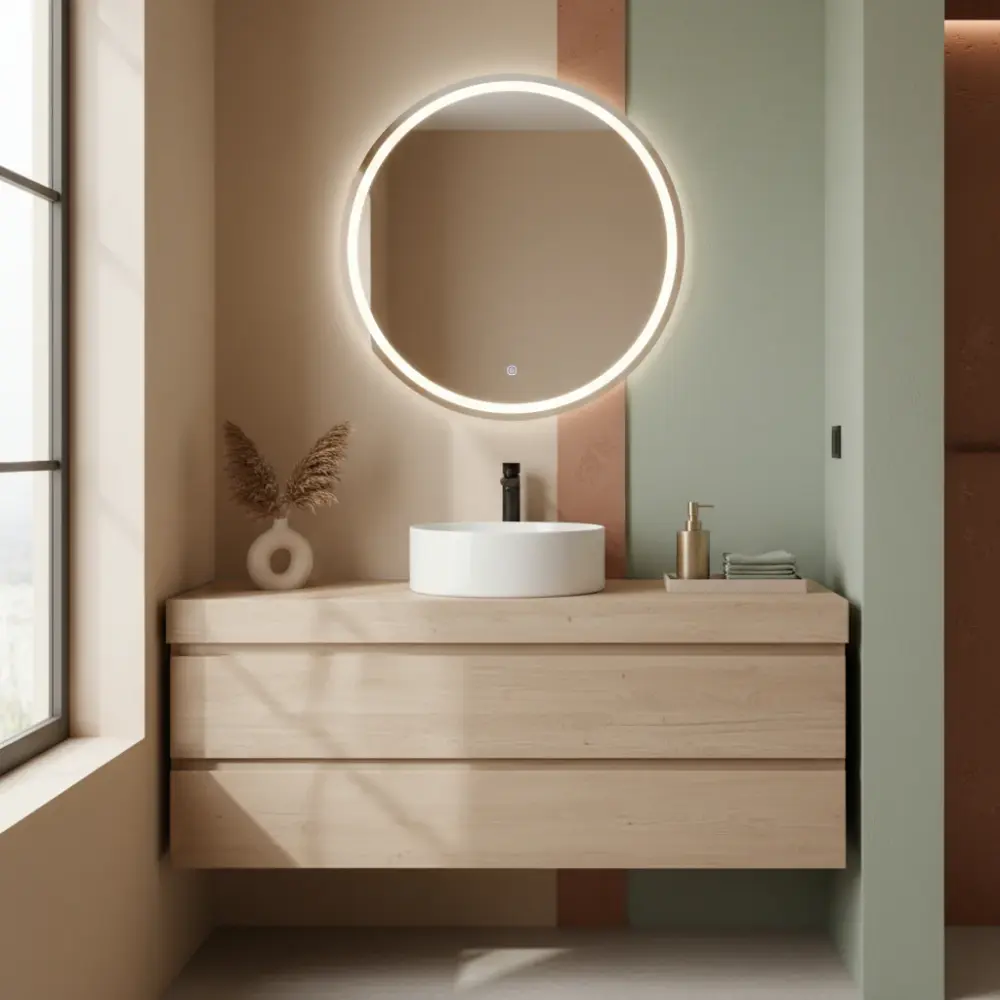 Lavabo redondo Azzurra serie Aurea 40x40x17 cm - Blanco luminoso