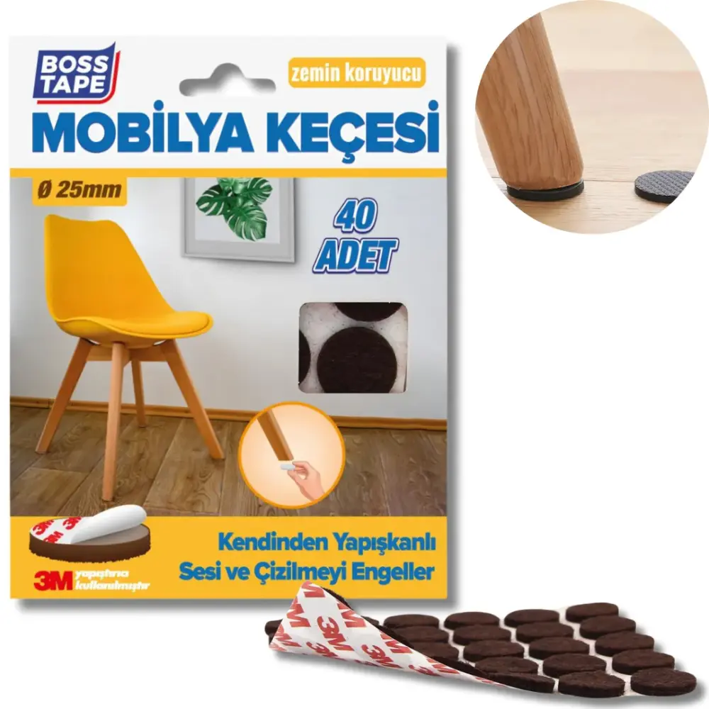 Patin Anti-Glissement BOSS TAPE Meuble Rond 25mm Marron (40pcs)