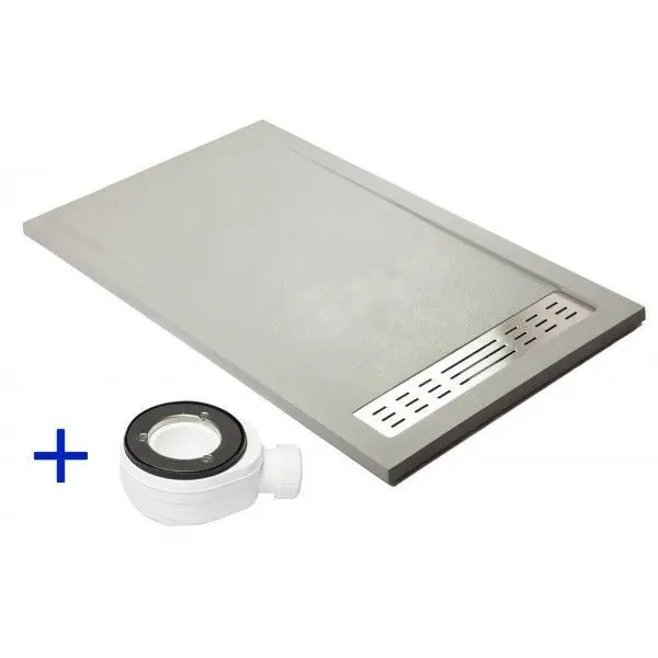 Plato de ducha de alta gama gris - 70x140cm - resina con cargas minerales