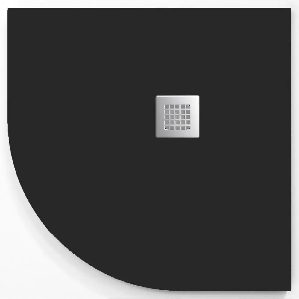 Plato de ducha onda curve negro 90x90 cm (radio 55) rejilla inox