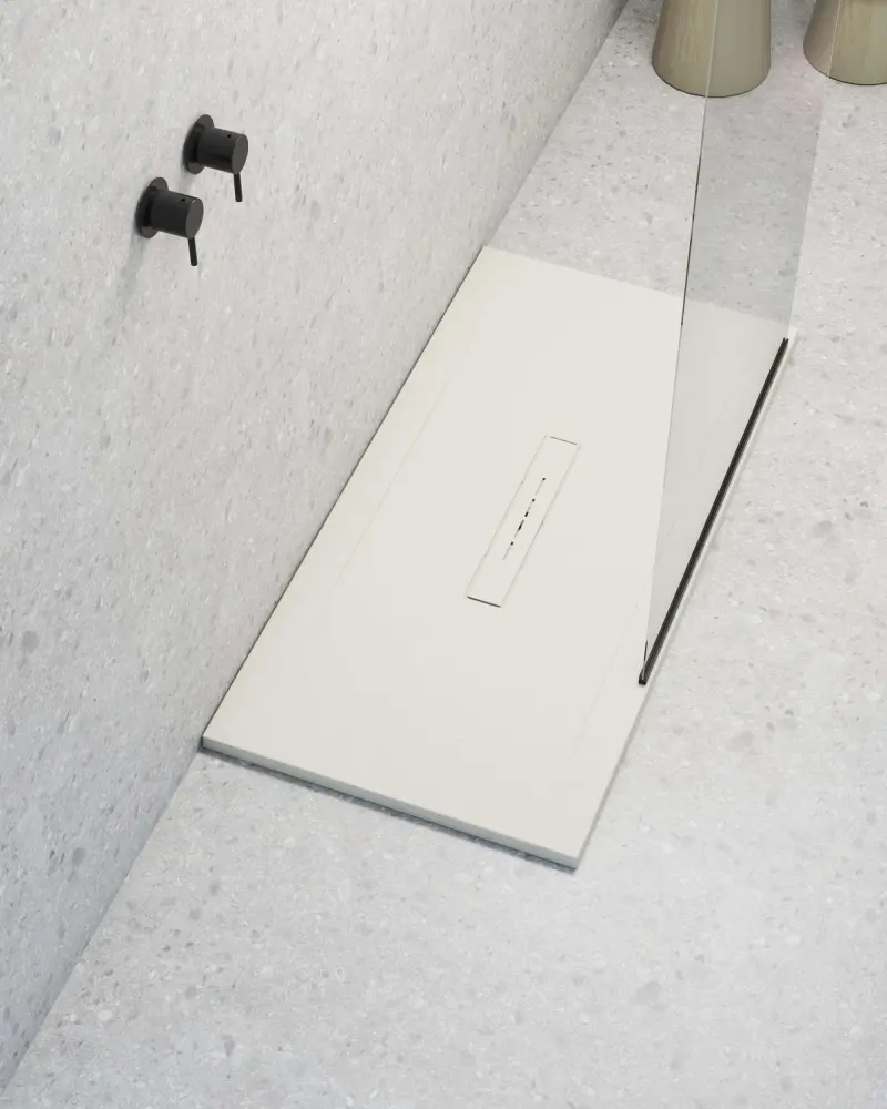 Plato de ducha poalgi - 80x160 cm - marfil - serie clay - extraplano