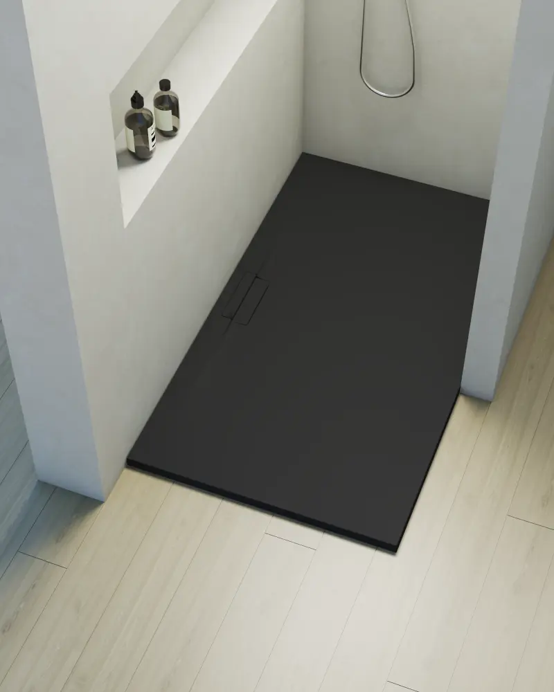Plato de ducha poalgi - 80x160 cm - negro - serie shile - extraplano