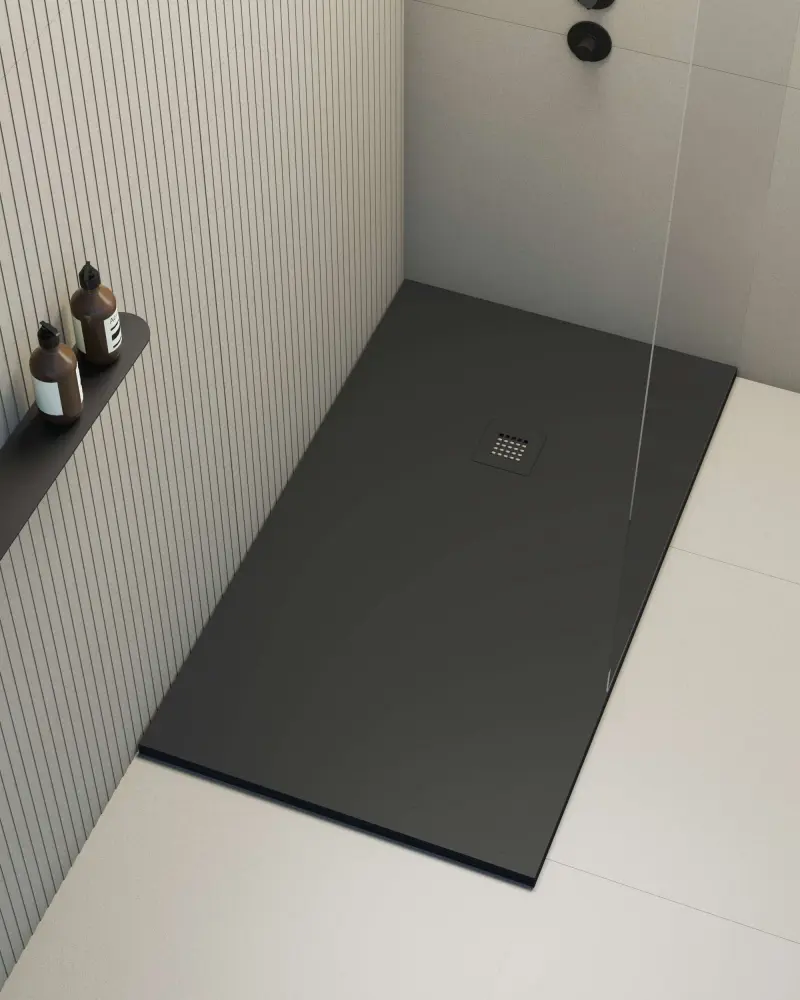 Plato de ducha poaLGi - 80x200 cm - negro - extraplano, antideslizante