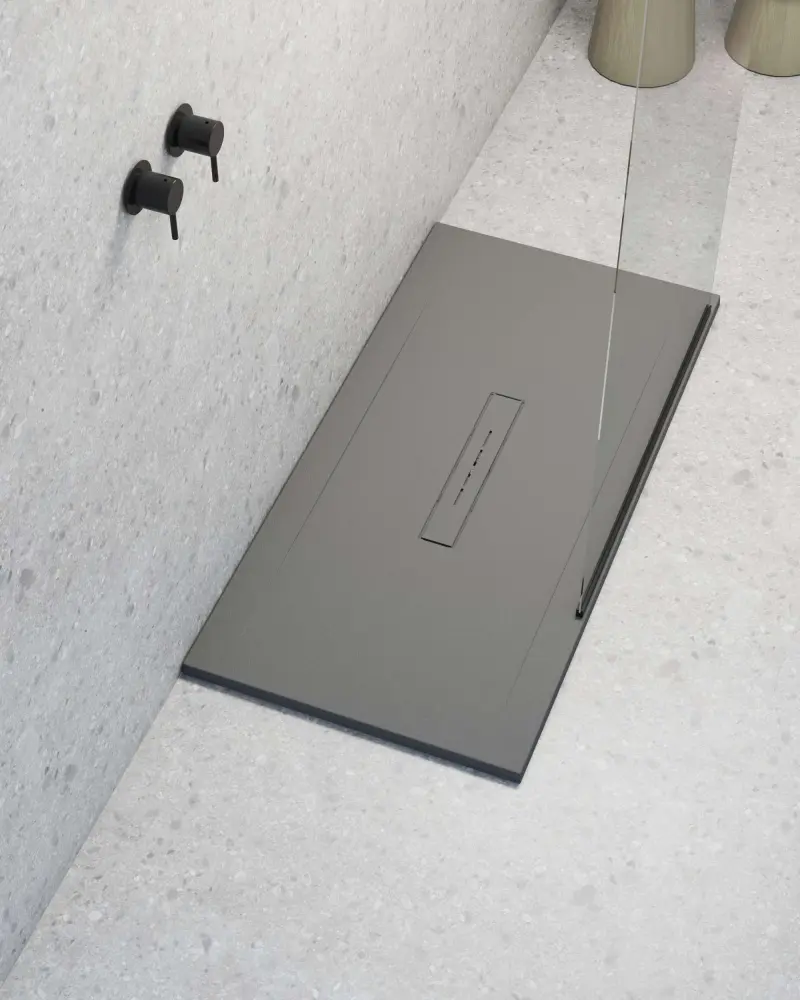 Plato de ducha poalgi - 90x140 cm - gris - serie clay - extraplano