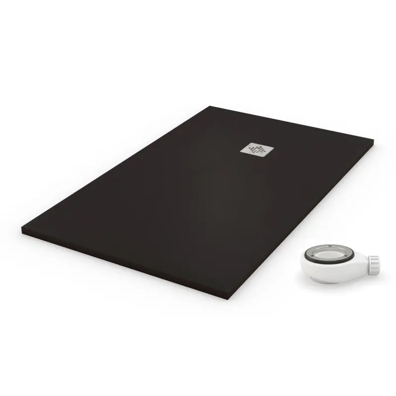 Plato de ducha puro negro - 70x110cm - resina con cargas minerales