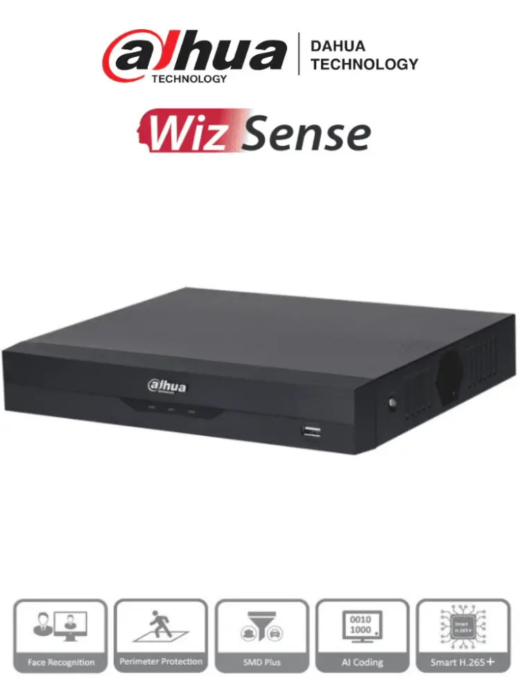 DAHUA XVR5108HS-4KL-I3 - DVR 4K WizSense de 8 canales + 8 IP o hasta 16 IP. Contiene SMD Plus, Protección Perimetral y re...