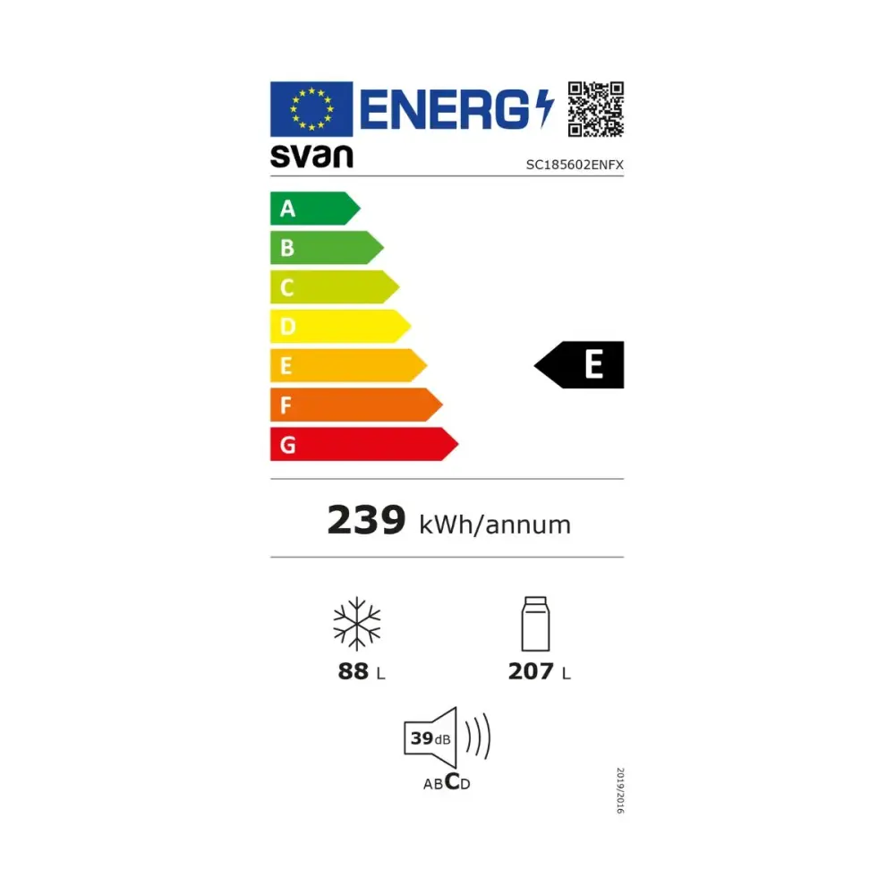 Frigorífico combi Svan SC185602ENFX No Frost 295L E inox 186 cm