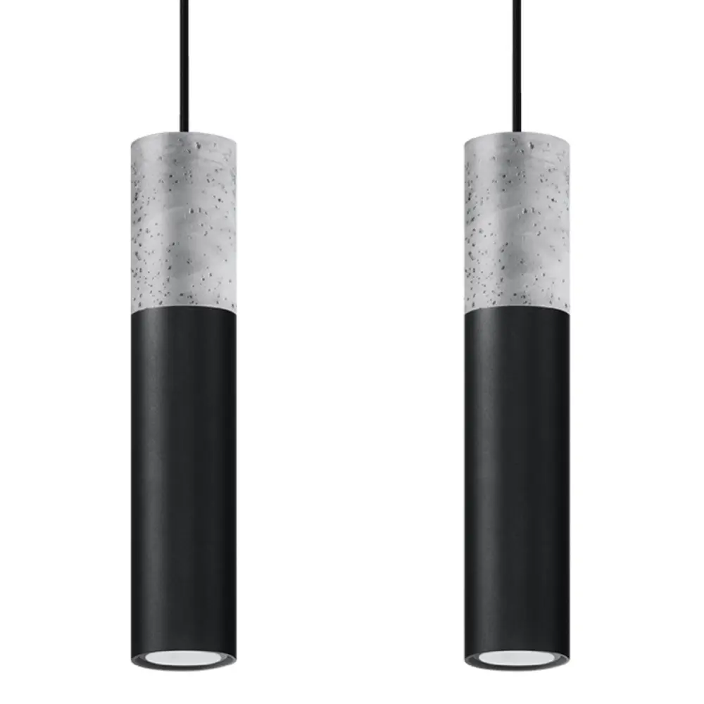 Lámpara coLGante borigio 2 negro/gris acero/hormigón 30x90x6cm