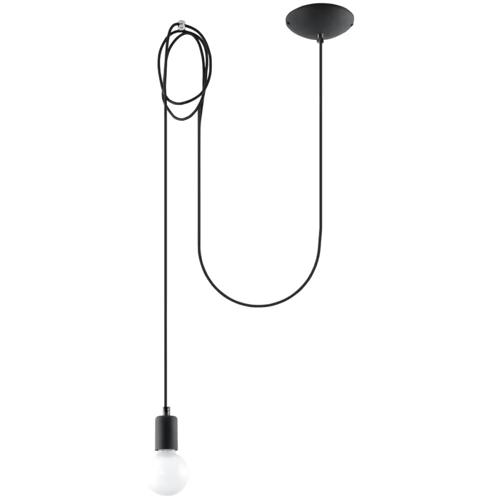 Lámpara coLGante edison 1 negro tela/acero 300x150x150cm